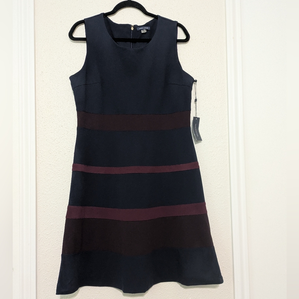 Tommy Hilfiger Blue Maroon Sheath Mini Dress (Small Blemish)